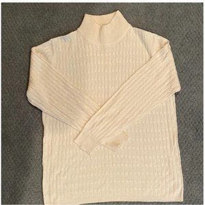 Belford Silk Mock Turtleneck Sweater Ivory Cream Size M Long Sleeve